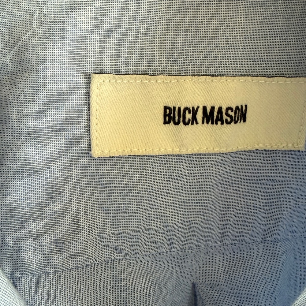 Buck Mason Mainstay Cotton Button Down Shirt Blue Size Small EUC - Picture 4 of 4